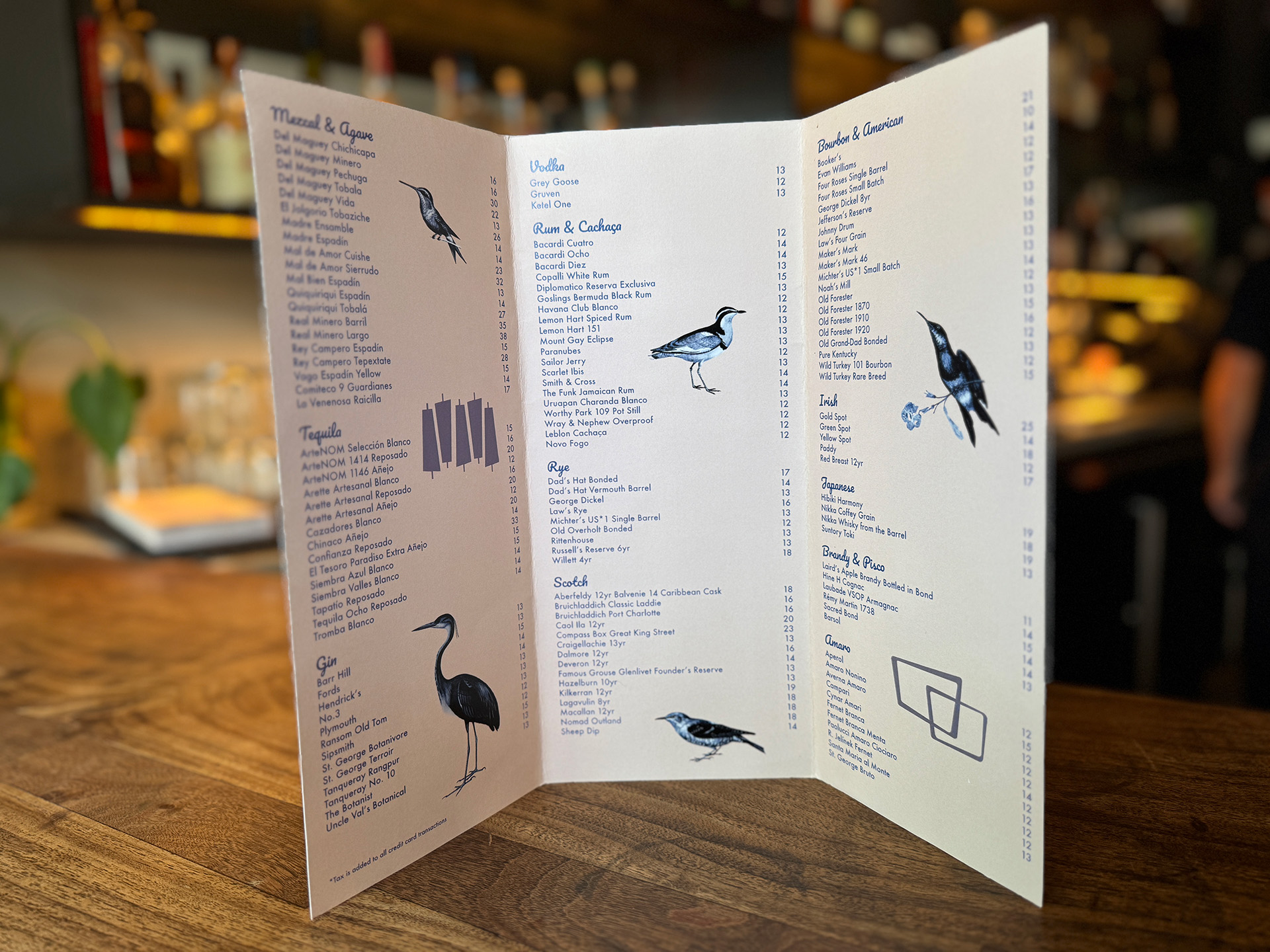 White Cap Spirits Menu (interior)