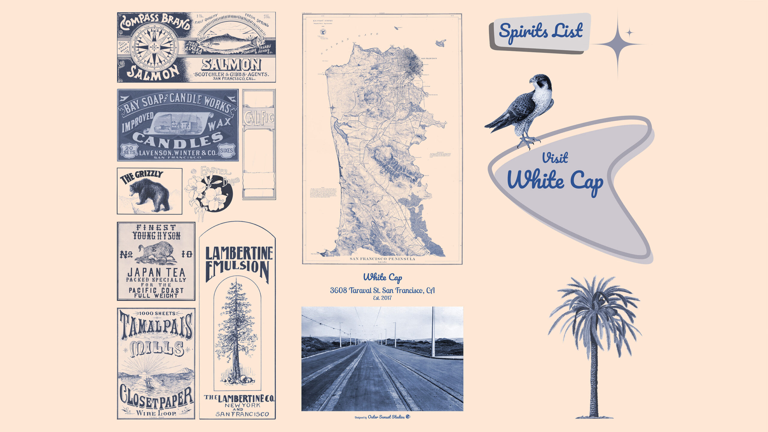 White Cap - Spirits Menu Design - Outside