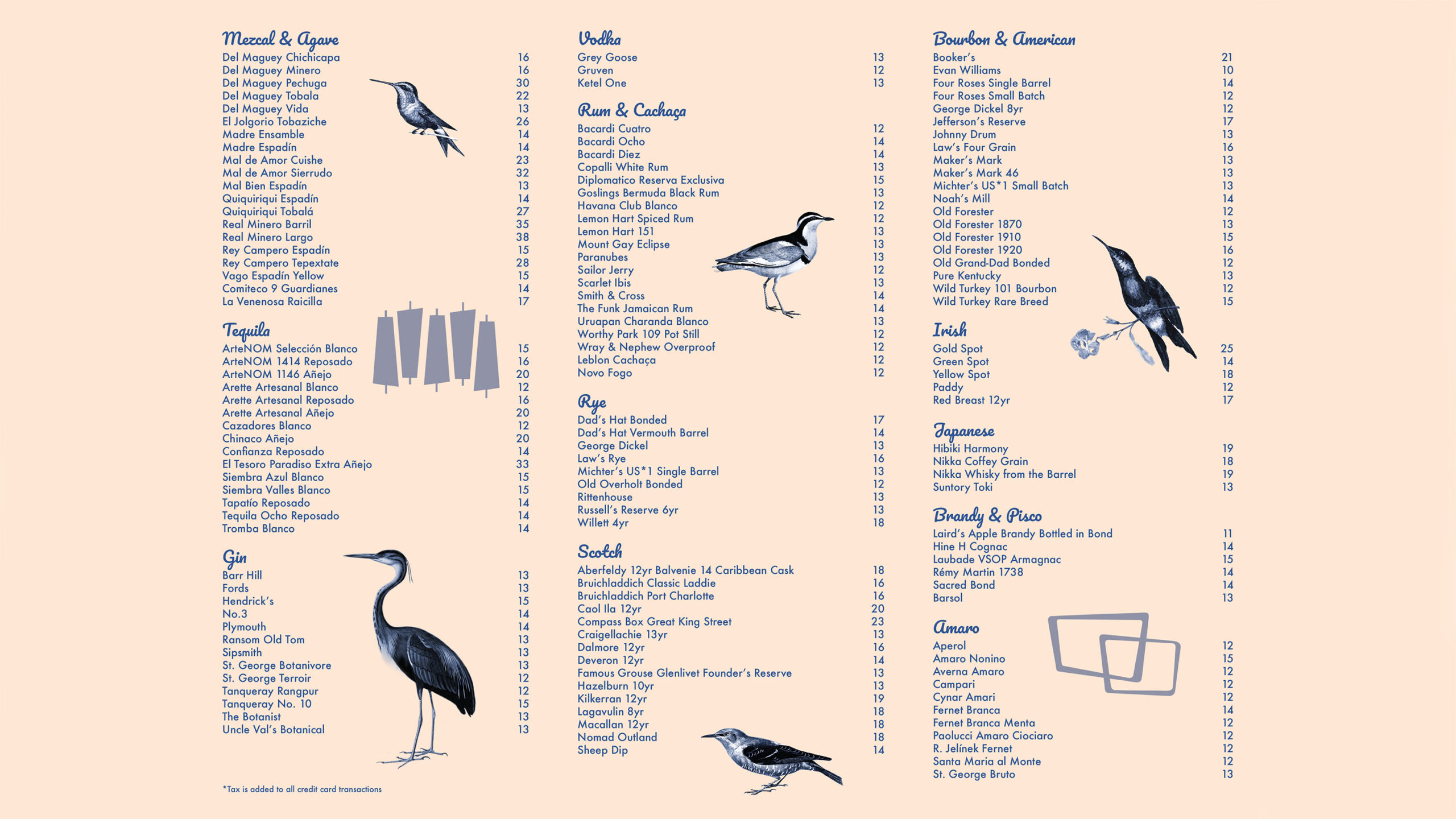 White Cap - Spirits Menu Design - Inside