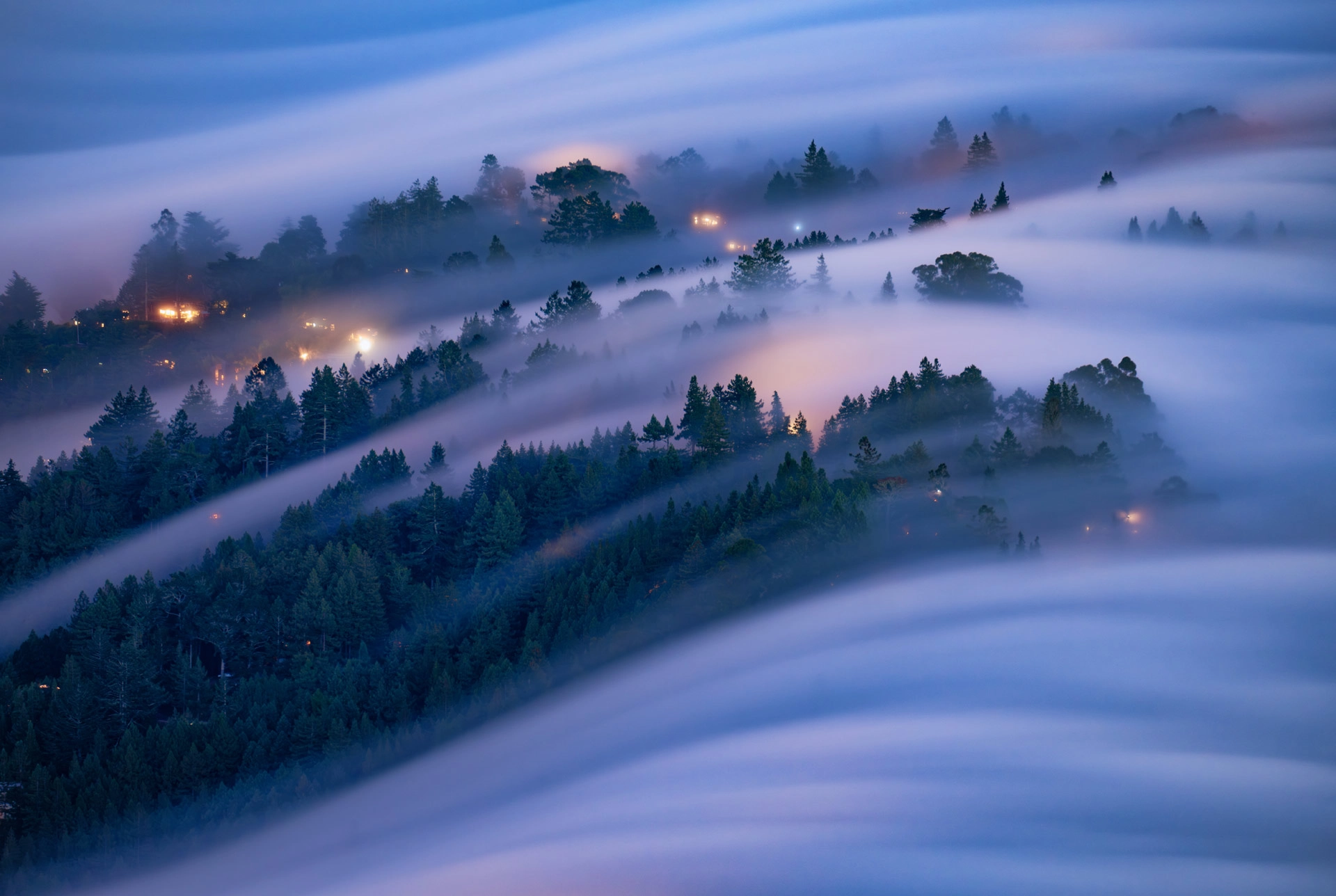 long exposure of fog in mountain