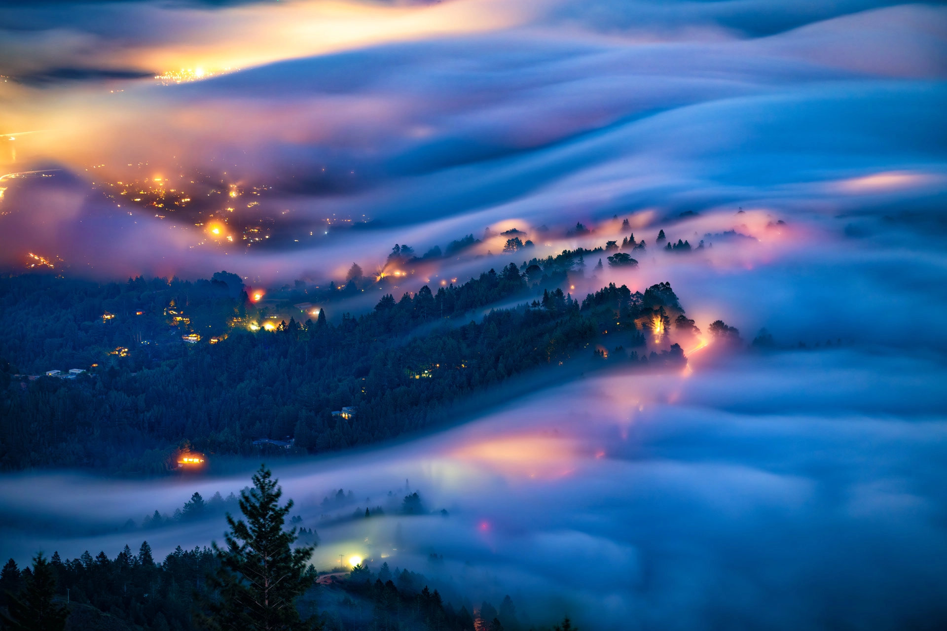 long exposure of fog in mountain