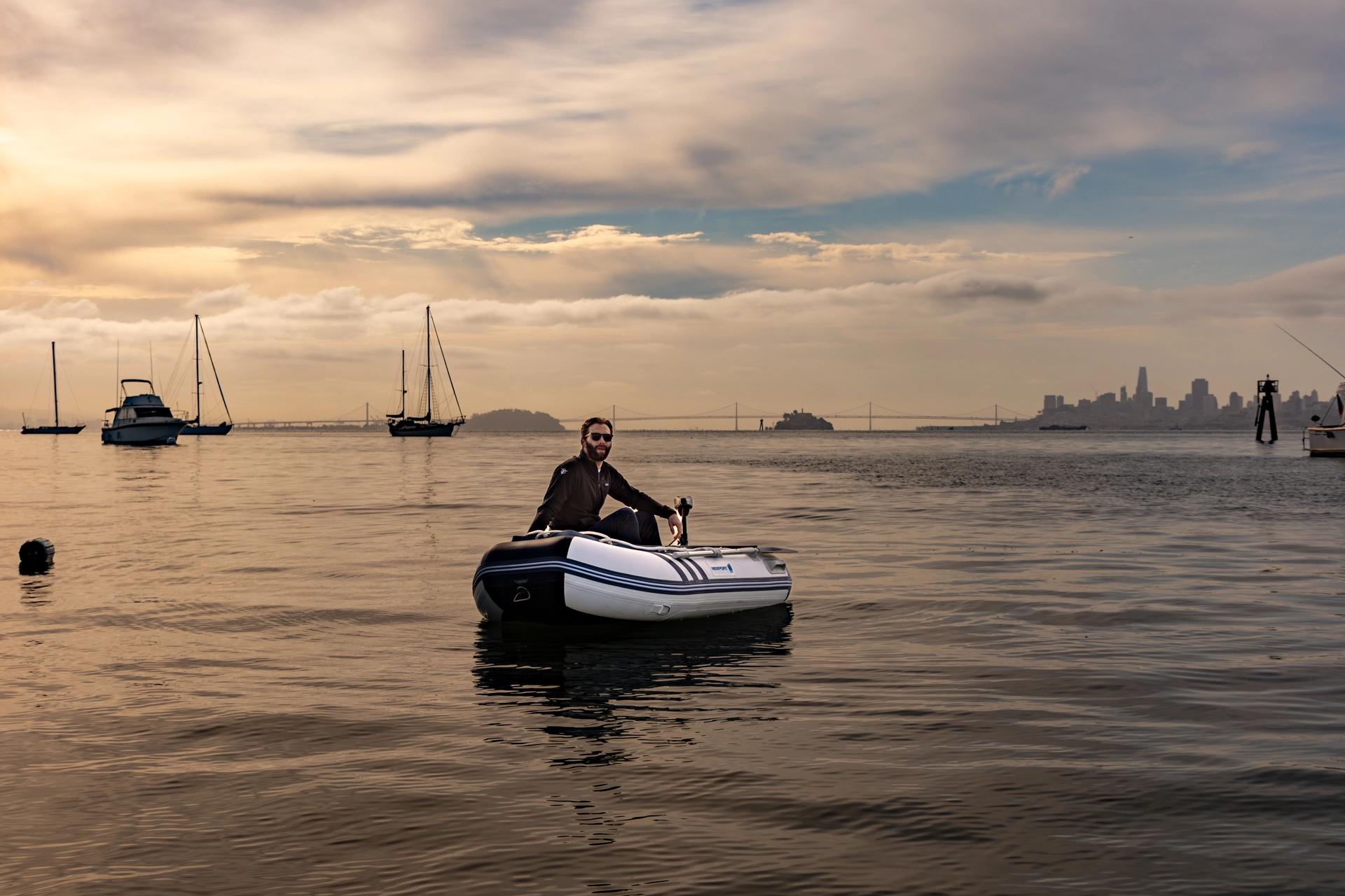 Sunrise Shoot of Electric Dinghies in San Francisco Bay